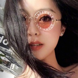 Aviator Retro Round Sunglasses Women Brand Designer English Letters Bee Black Gray - Black Clear - CO18YZXI7RW $7.39