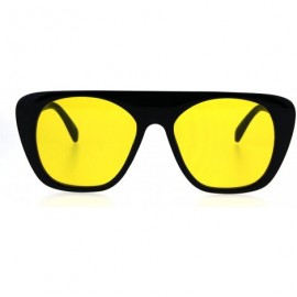 Rectangular Womens Futurism Bright Pop Color Lens Flat Top Retro Plastic Sunglasses - Yellow - C11847S0DWY $10.63