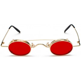 Round Tiny Sunglasses Men Clip On Round Retro Sun Glasses for Women Summer 2018 - Gold With Red - CZ18E7NN00X $9.95