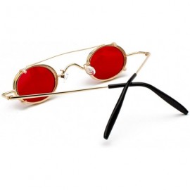 Round Tiny Sunglasses Men Clip On Round Retro Sun Glasses for Women Summer 2018 - Gold With Red - CZ18E7NN00X $9.95