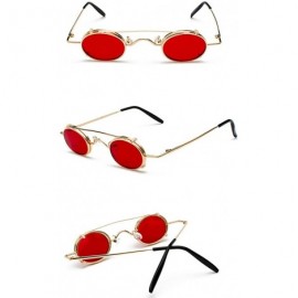 Round Tiny Sunglasses Men Clip On Round Retro Sun Glasses for Women Summer 2018 - Gold With Red - CZ18E7NN00X $9.95