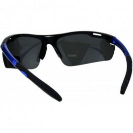 Sport TAC Polarized Lens Mens Sports Sunglasses Half Rim Wrap Around Light 1.0mm - Black Blue - CY18R40D7O3 $13.02