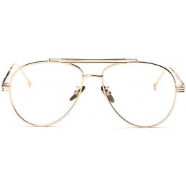 Aviator Metal Eyeglasses Frames Men Flat Top Style Eye Glasses Frames for Women Unisex - Gold With Clear - CR18GUIO0TG $9.72