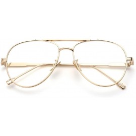 Aviator Metal Eyeglasses Frames Men Flat Top Style Eye Glasses Frames for Women Unisex - Gold With Clear - CR18GUIO0TG $9.72