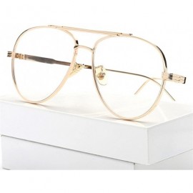 Aviator Metal Eyeglasses Frames Men Flat Top Style Eye Glasses Frames for Women Unisex - Gold With Clear - CR18GUIO0TG $9.72