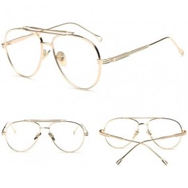 Aviator Metal Eyeglasses Frames Men Flat Top Style Eye Glasses Frames for Women Unisex - Gold With Clear - CR18GUIO0TG $9.72