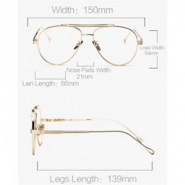 Aviator Metal Eyeglasses Frames Men Flat Top Style Eye Glasses Frames for Women Unisex - Gold With Clear - CR18GUIO0TG $9.72