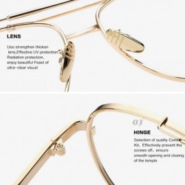 Aviator Metal Eyeglasses Frames Men Flat Top Style Eye Glasses Frames for Women Unisex - Gold With Clear - CR18GUIO0TG $9.72