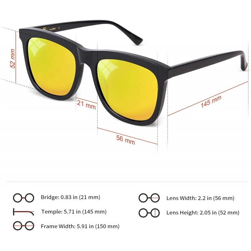 Polarized Sunglasses for Men UV Protection Mirrored Driving Black Square -  Gold - CF18NN5QOE9