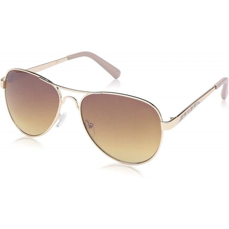 Rectangular Women's R3283 Metal Aviator Sunglasses with Pearl Accented Temple - Enamel Tips & 100% UV Protection - 60 mm - C2...