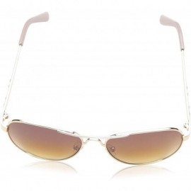 Rectangular Women's R3283 Metal Aviator Sunglasses with Pearl Accented Temple - Enamel Tips & 100% UV Protection - 60 mm - C2...