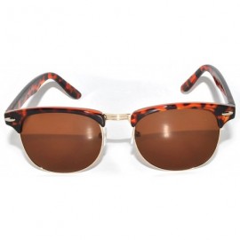 Wayfarer Classic Half Frame Horned Rim Sunglasses Colorful Lens Retro Stylish - 1 Leopard-gold Brown - CQ11NO0YRZ9 $7.71