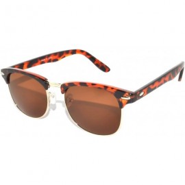 Wayfarer Classic Half Frame Horned Rim Sunglasses Colorful Lens Retro Stylish - 1 Leopard-gold Brown - CQ11NO0YRZ9 $7.71