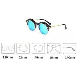 Round Steampunk Fashion Sunglasses NYC Retro Blue Pink Silver Gold - Retro Mirrored Silver & Gold - CI12N367HJB $10.80