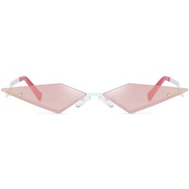 Rimless New Fashion Frameless Sunglasses Female Red Purple Sunglasses Irregular Polygon Party Sunglasses UV400 - Pink - CX193...