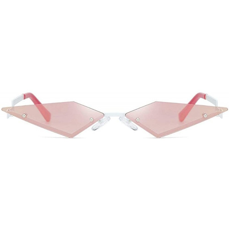 Rimless New Fashion Frameless Sunglasses Female Red Purple Sunglasses Irregular Polygon Party Sunglasses UV400 - Pink - CX193...