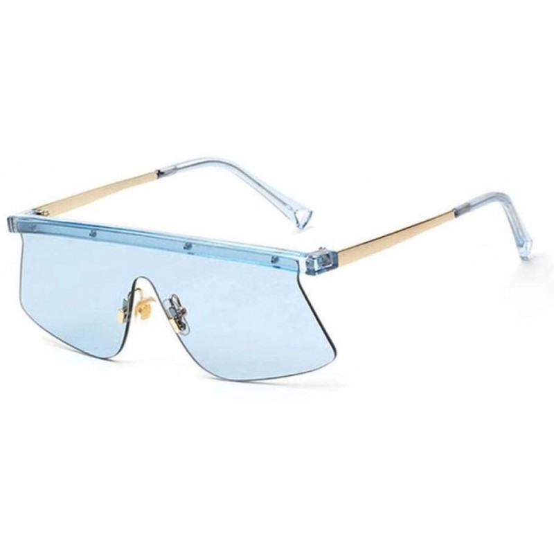 Goggle Sun Glasses Sunglasses One-Piece Flat Top Personality Eye Designer Driving Party Gifts Eyewear-Blue - CM199I333UD $24.19