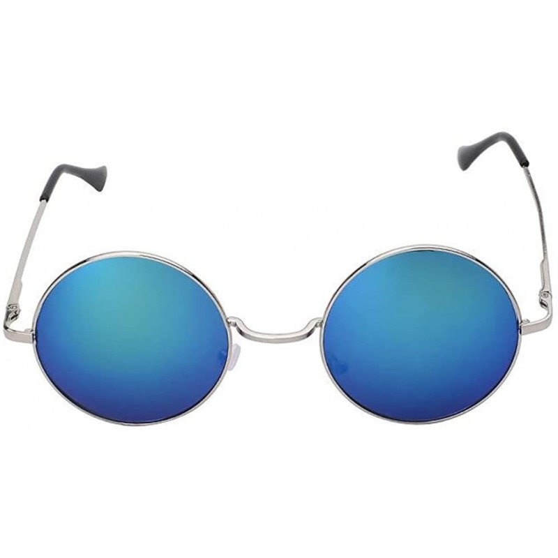 Rimless Men Round Mirror UV400 Sunglasses Women Steampunk Glasses Eyewear - Blue - CJ1836G7ELT $7.81