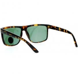 Oversized Temper Glass Shatterpoof Lens Oversize Thin Plastic Horned Sunglasses - Tortoise Green - CZ127FEU2E9 $9.53