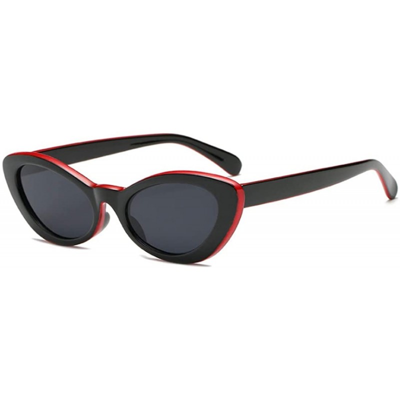 Oval Men and women Oval Sunglasses Fashion Simple Sunglasses Retro glasses - Red Black - CE18LL94DOR $8.74