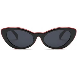 Oval Men and women Oval Sunglasses Fashion Simple Sunglasses Retro glasses - Red Black - CE18LL94DOR $8.74