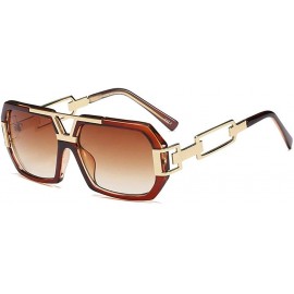 Oversized Oversized Sunglasses Transparent Vintage Gradient - Brown - C01935OXHLL $9.24