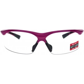 Rectangular ANSI Z87.1 Baseball Half Rim Mens Shatterproof Safety Glasses U6 Clear Lens - Pink - C618I787ASE $12.96