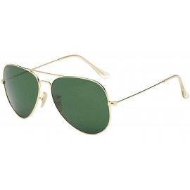 Aviator Glass Lens Toad Lens Sunglasses Driver's Sunglasses Classic Pilot's Glasses Retro Metal Lens - D - CH18QR7530Z $30.35