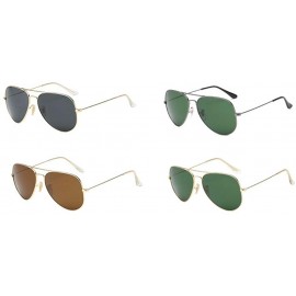 Aviator Glass Lens Toad Lens Sunglasses Driver's Sunglasses Classic Pilot's Glasses Retro Metal Lens - D - CH18QR7530Z $30.35