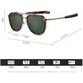 Oversized Retro Double Bridge Metal Square Polarized Sunglasses Unique Design For Women Men UV Protection - CI18AIW8LZZ $19.15