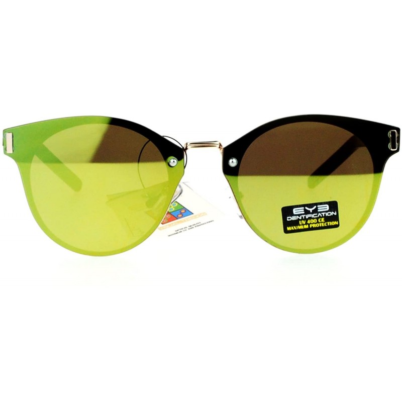 Wayfarer Rimless Futuristic Half Horn Rim Hipster Sunglasses - Yellow Revo - C512CJL0RLB $15.13