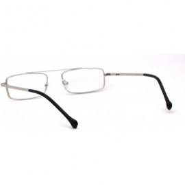 Rectangular Mens Flat Top Bridge Metal Rim Rectangular Reading Glasses - Silver - CV18ZYENS6U $12.78