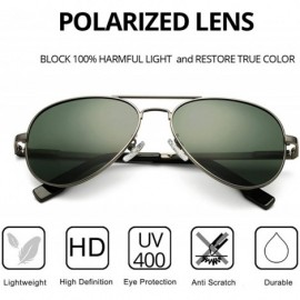 Sport Polarized Aviator Sunglasses Metal Frame Mirrored UV400 Lens - Gunmetal/G15 - CK18Q40640D $18.77