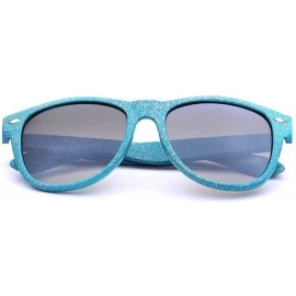 Round Colorful Retro Fashion Ladies Glitter Sunglasses - Glitter Turquoise - C211OXKFBNL $7.77