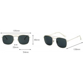 Square New Fashion Unisex Full Frame Double Beam UV Protection Sunglasses - Gold&grey - CJ18LSWCNLE $11.96