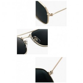 Square New Fashion Unisex Full Frame Double Beam UV Protection Sunglasses - Gold&grey - CJ18LSWCNLE $11.96