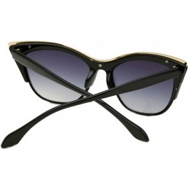 Rimless Vintage Cateye Sunglasses for Women Retro Cat Eye Half Rimmed Plastic Frame - Black - CK18W4KD6OR $14.10