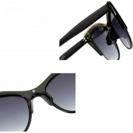 Rimless Vintage Cateye Sunglasses for Women Retro Cat Eye Half Rimmed Plastic Frame - Black - CK18W4KD6OR $14.10