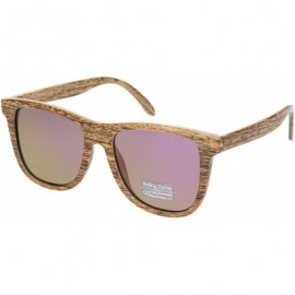 Oversized Mens Wood Grain Oversize Horn Rim Color Mirror Sunglasses - Medium Wood Purple Mirror - CU18O3R5EDI $11.91