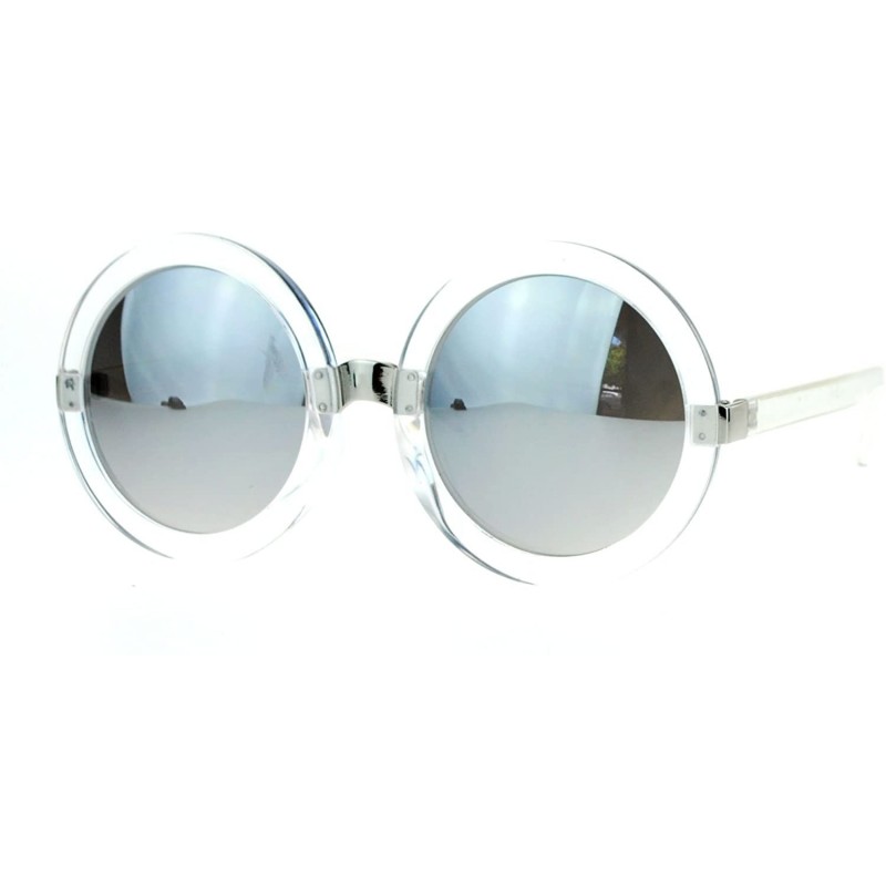 Oversized Womens Oversized Fashion Sunglasses Round Circle Frame Mirror Lens - Clear - CX12MH2APTP $9.90