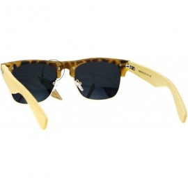 Square Real Bamboo Temple Sunglasses Square Matted Top Mirror Lens UV 400 - Tortoise (Yellow Mirror) - C2183Z8R4CM $13.03