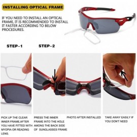 Goggle Sports Cycling Sunglasses for Men Women Unbreakable Shade Glasses for Running Bike Large - Red - CA18Y2233TH $9.73