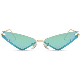 Square Unisex Fashion Cat Eye Metal Frame Candy Color Small Sunglasses UV400 - Green - C518NNKE0GC $10.49