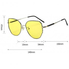 Goggle Hot fashion women cat polarized sunglasses brand designer metal frame sun photochromic goggles - Black&gold - C118MHUD...