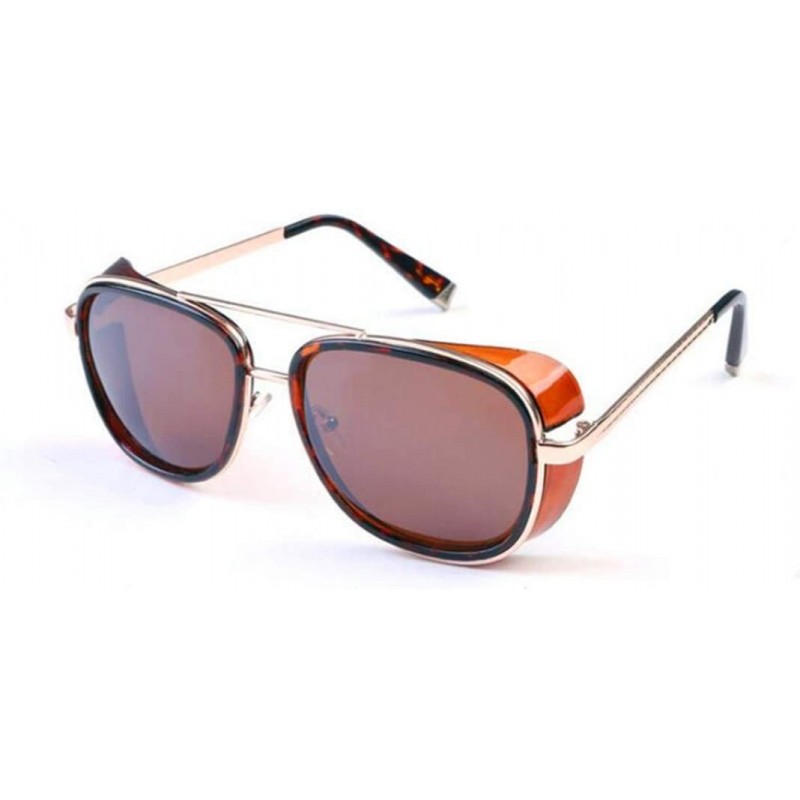 Oversized Sunglasses Men Coating Retro Sun Glasses - Leopard Brown - CJ194OM6YUQ $29.52