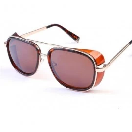 Oversized Sunglasses Men Coating Retro Sun Glasses - Leopard Brown - CJ194OM6YUQ $29.52