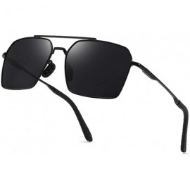 Square Polarized sunglasses driving fishing glasses - Black Frame Gray - C2190MYNG87 $35.30