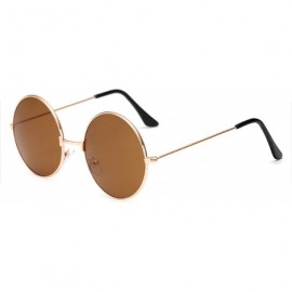 Round Vintage Round Gold Sunglasses Female Male Black Mirror Eyewear Sun Glasses Women Men Er UV400 - Gold Brown - CZ199C0G7R...