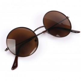 Round Vintage Round Gold Sunglasses Female Male Black Mirror Eyewear Sun Glasses Women Men Er UV400 - Gold Brown - CZ199C0G7R...