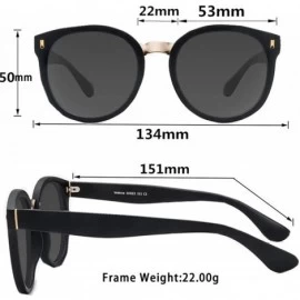 Oval Polarized Vintage Round Sunglasses for Women/Men Classic Retro Designer Style - Matte Black - CX18SZKXOEO $17.82